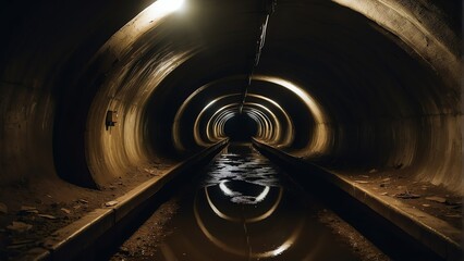 Poster - Underground sewer tunnel abandoned dark scary dirty passage from Generative AI