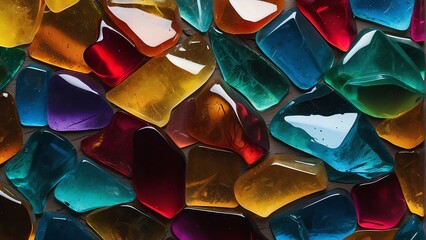 Poster - Rainbow colored broken glass background material texture abstract from Generative AI