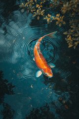 Wall Mural - Blue koi fish in water on wallpaper image in hd.