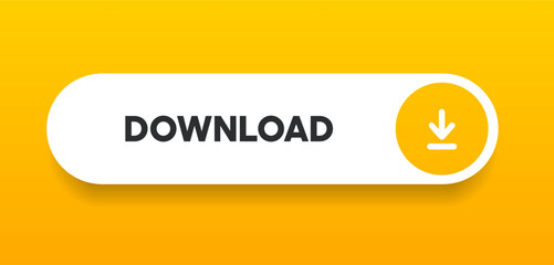 Poster - 3D download button icon. Upload icon. Down arrow bottom side symbol. Click here button. Save cloud icon push button for UI UX, website, mobile application.