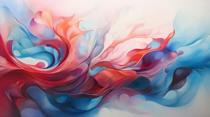 Poster - An interplay of fiery reds, orange and cooling blues in an abstract portrayal, invoking a sense of passionate intensity balanced with serene tranquility. - Generative AI