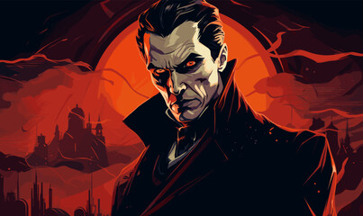 Wall Mural - count Dracula vampire illustration concept art vector