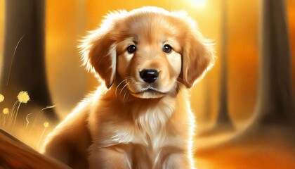 Wall Mural - golden retriever puppy