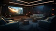 Sleek Scandinavian Cinema Room with Large Screen and Modern Design - AI-Generative