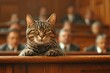 Cat Lawyer Arguing a Case in Court: