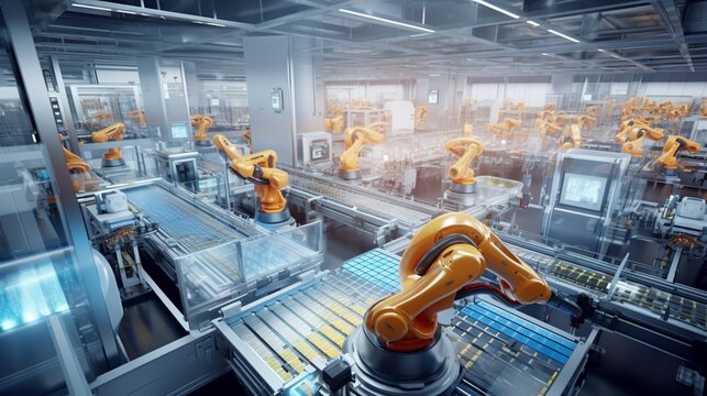 A smart manufacturing complex employing AI for autonomous production lines, optimizing efficiency and precision in every product - Generative AI