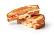 © Anzhela - Crispy toasted sandwich with ham, melted cheese, tomato isolated on white background. Street food