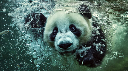 Wall Mural - Panda Swimming