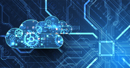Aufkleber - Cloud computing concept.Abstract connection technology background. Hand drawn vector.