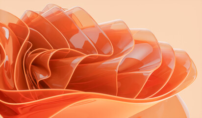 Poster - 3d rendering of orange abstract layered crystal glass background. futuristic tech background.