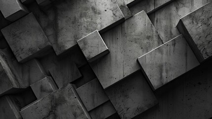 Sticker - Black and White Photo of Concrete Blocks - Minimalist Urban Architecture