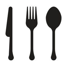 Spoon Fork And Knife Vector Illustration On Transparent Background, Set Of Kitchen Utensils.