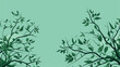 Vectorized tree branches with vibrant green leaves, illustrating the abundant and flourishing atmosphere of a verdant forest backdrop. simple minimalist illustration creative