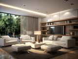 Fototapeta Przestrzenne - Modern living room interior design. Living room ideas. Drawing room interior design. 3d rendering 
