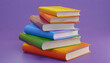 © Fbio - 3d render of colorful books collection on purple background