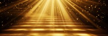 Abstract Golden Light Rays Scene With Stairs
