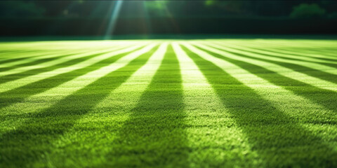 green grass in a field with light shining, Fresh green grass for football sport