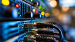 © SK - Network Cable Connection: Close-up of network cables and connectors, symbolizing the intricate connections in a modern technology center