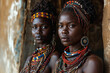 © ADDICTIVE STOCK - Generative AI illustration of two African women adorned with traditional jewelry and headdresses stand with a dignified presence