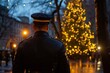 The Misplaced Guard In The Background Of Christmas Tree Lighting Ceremonies