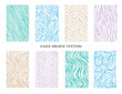 Set unique hand-drawn texture patterns in various colors