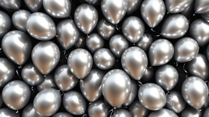 Wall Mural - Silver balloon texture. Background of silver balloons