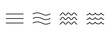 Water wave, line icon set. Sea, river, ocean, swimming pool symbol. Calm, still and rough water. Wavy element. Vector outline