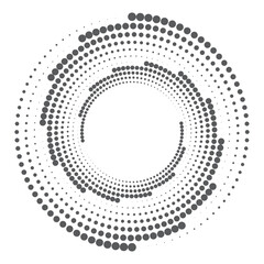 Poster - Halftone circular dotted frame. Round dotted frame. Vector rotating dotted circles design. Round border icon. Round logo
