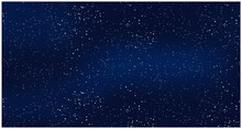 Realistic Starry Sky With Blue Glow, Starry Night With Shiny Stars, Cosmos And Galaxy, Vector