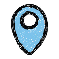 Poster - Pin icon. User interface concept. Pin doodle hand drawn icon. User interface icon hand drawing sketch symbol