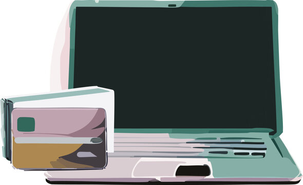 3D laptop notebook computer with SALE text online shopping, vector illustration 10esp