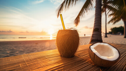 Wall Mural - coconut cocktail on the beach