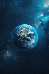 cosmic starry background , below is a half of the earth