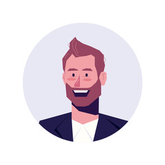 Poster - Avatar of office worker in the cartoon style. An artful office man's avatar skillfully blend design elements to create a visually appealing and professional image. Vector illustration.