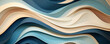 abstract waves pattern in beige and brown colors, in the style of dark turquoise and dark sky-blue, dynamic cubism, mural painting, delicate paper cutouts, birds-eye-view