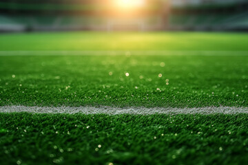 Football field or soccer field with green grass effect 