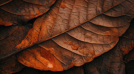 Wall Mural - close up brown leaf texture