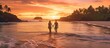 © gufron - newlywed couple honeymoon by the beach at sunset