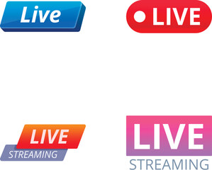 Poster - Live streaming icons set cartoon vector. Broadcasting video news. Living show technology