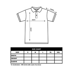 Wall Mural - Men's polo collar t-shirt Size Chart, fashion clothing vector illustration