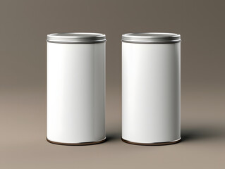 3D white blank two paper tube tin can mockup