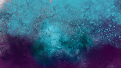 Wall Mural - Vivid ink textured blue, pink and purple color canvas for modern design. Blue old vintage grunge dark wall background.

