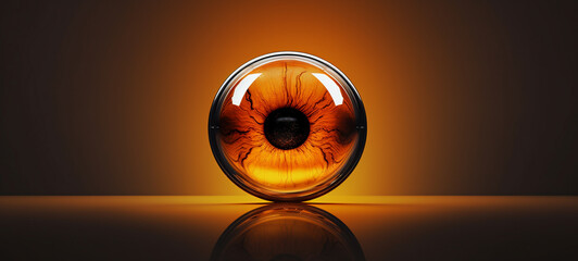 Eye on amber background, generative AI