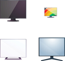 Poster - Lcd screen icons set cartoon vector. Tv and computer monitor screen. Modern technology