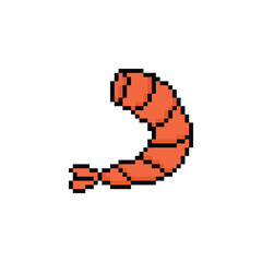 Poster - pixel shrimp icon. vector pixel art shrimp 8 bit for game logo template