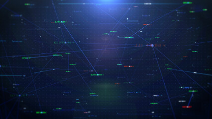 Poster - Technology stock financial charts and data number insight information analysis screen display illustration background. Global e-commerce trading concept.