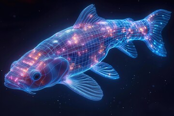 Wall Mural - A fish that is glowing in the dark.