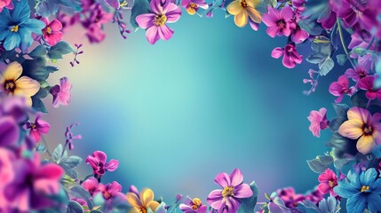floral frame in bright colors is realistic for wedding invitation invites, wallpapers, fashion, back
