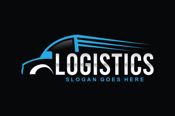 Business logo logistic truck design trailer transport, express cargo delivery company template idea