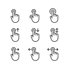 Poster - set of hand touch gestures icons. gesture line icons set. stroke vector elements for trendy design.